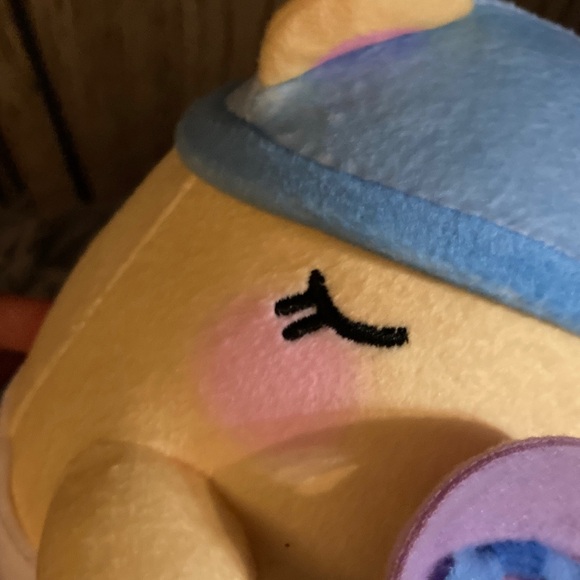 Yellow and Blue Stuffed Animal with Pink Blanket - Picture 12 of 16